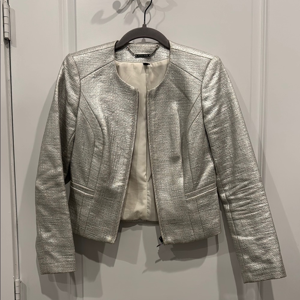Silver Tweed Blazer with Shimmery Finish